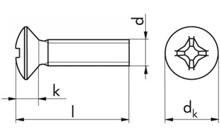 Linsen-Senkschraube DIN 966 - 4.8 - verzinkt blau - M4 X 8 - PH