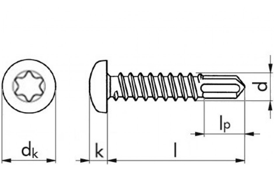 Bohrschraube Linsenkopf ~ DIN 7504N - A2 - 4,2 X 19 - TX20
