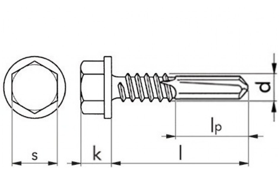 Bohrschraube Sechskantkopf DIN 7504K - A2 - 4,8 X 22
