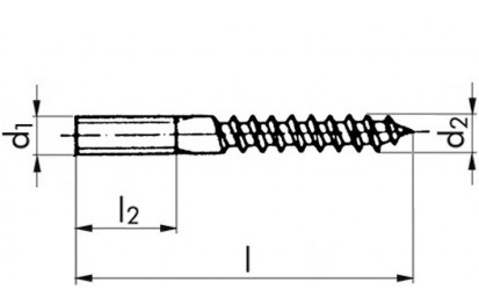 Stockschraube mit 6KT-Schlüsselfläche - Stahl - verzinkt blau - 10 X 90 - SW8/TX25