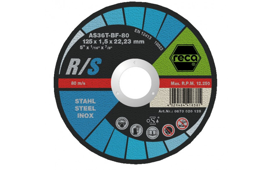 RECA Trennscheibe R/S gerade Durchmesser 115 mm Stärke 1,5 mm Bohrung 22,23 mm