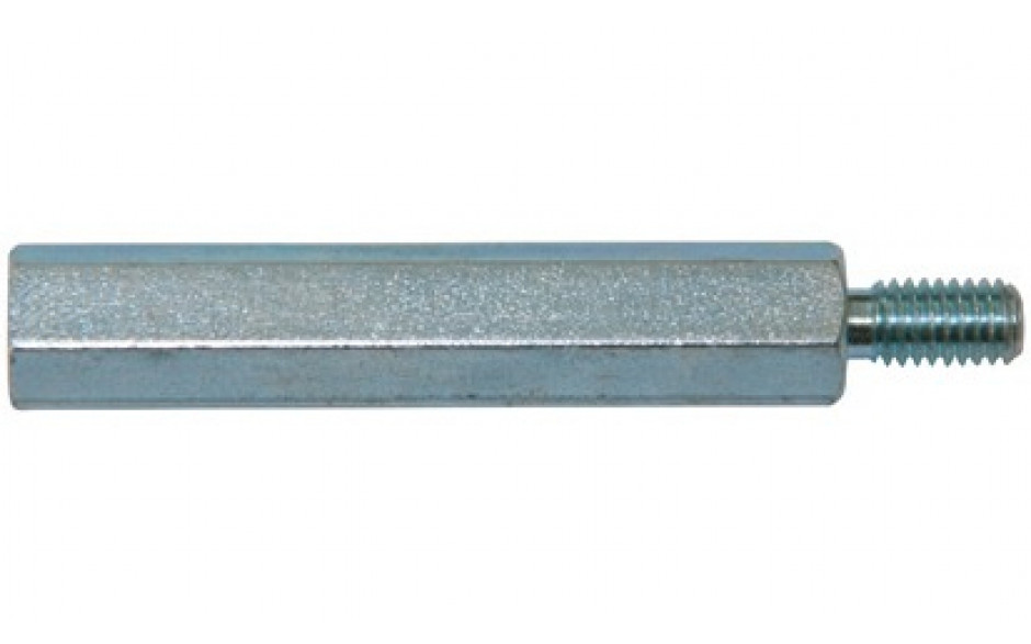 Abstandsbolzen mit Innen- und Außengewinde - Stahl - verzinkt blau - Schlüsselweite 8 - M5 X 15-11-10 - mit Gewindefreistich