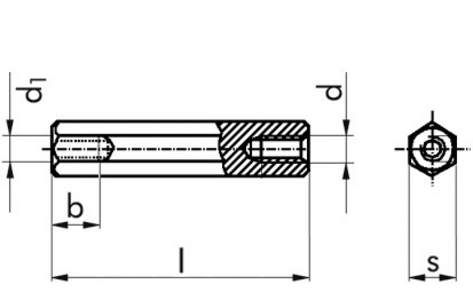 Abstandsbolzen mit beidseitigem Innengewinde - Stahl - verzinkt blau - Schlüsselweite 10 - M6 X 25-25