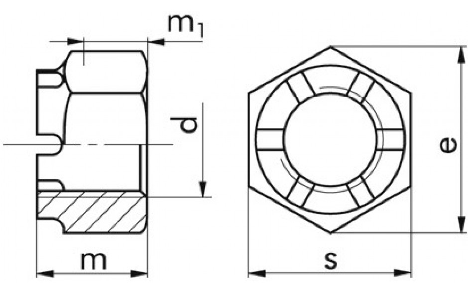 Kronenmutter DIN 935 - 8 - blank - M16