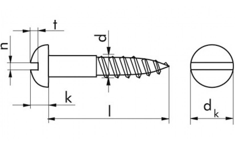 Halbrund-Holzschraube DIN 96 - Messing - blank - 3 X 30