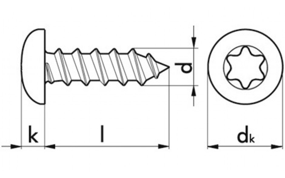 Flachkopf-Blechschraube ISO 14585C - A2 - 3,9 X 9,5 - TX15