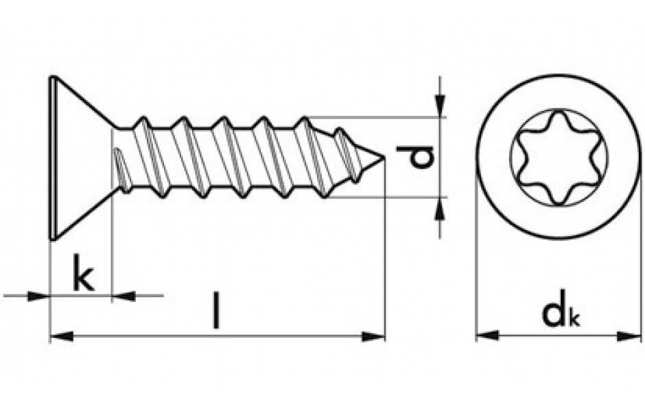 Senk-Blechschraube ISO 14586C - A2 - 3,5 X 13 - TX15
