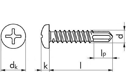 Bohrschraube Linsenkopf DIN 7504N - A2 - 3,9 X 16 - PH