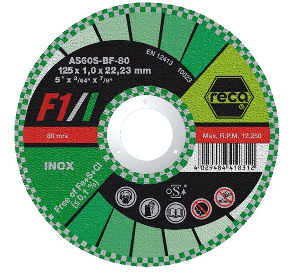 RECA Trennscheibe F1/ Inox gerade Durchmesser 180 mm Stärke 1,6 mm Bohrung 22,23 mm