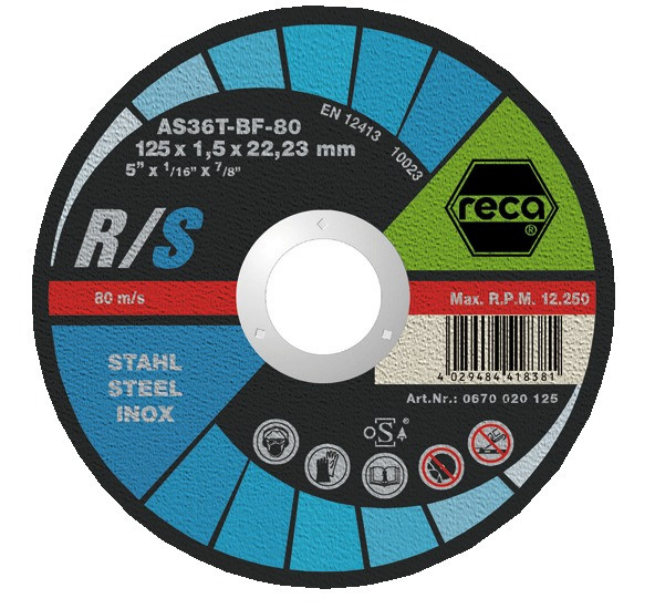 RECA Trennscheibe R/S gerade Durchmesser 125 mm Stärke 2,0 mm Bohrung 22,23 mm