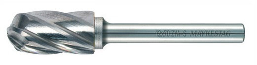 RECA Hartmetall-Frässtifte Kugelzylinderform, aluminium, Durchmesser x Länge 10 x 20 mm mit 6 mm Schaft