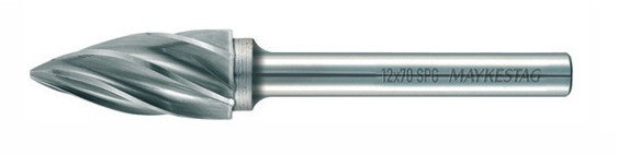 RECA Hartmetall-Frässtifte Spitzbogenform, aluminium, Durchmesser x Länge 12 x 25 mm mit 6 mm Schaft