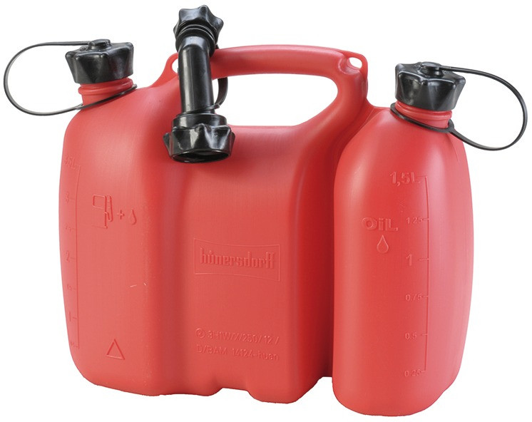 Kombikanister für 3,5 Liter Kraftstoffgemisch und 1,5 Liter Kettensägeöl