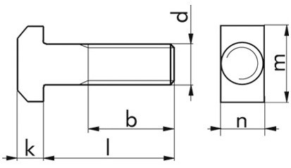 Hammerschraube DIN 186B - 4.6 - verzinkt blau - M12 X 60