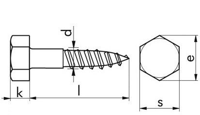 Sechskant-Holzschraube DIN 571 - A2 - 8 X 110