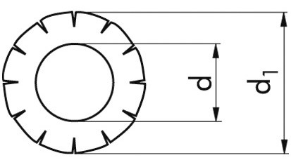 Fächerscheibe DIN 6798A - Federstahl - blank - M5=5,3mm