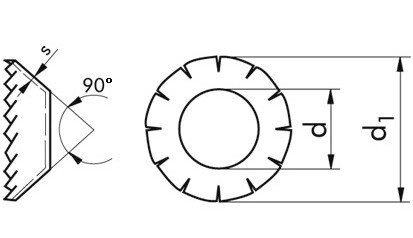 Fächerscheibe DIN 6798V - Federstahl - Zinklamelle silber - M8=8,4mm