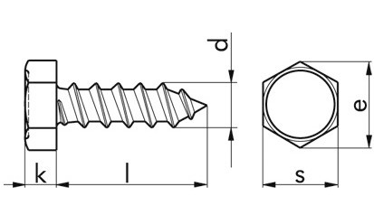 Sechskant-Blechschraube DIN 7976C - A2 - 5,5 X 19