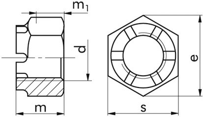Kronenmutter DIN 935 - 8 - blank - M16